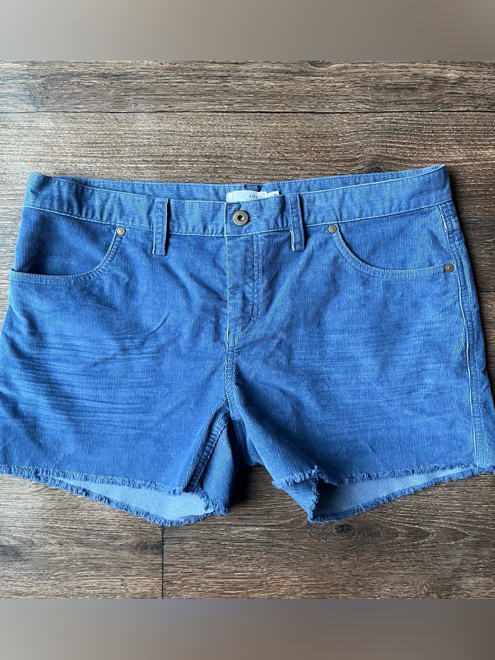 Carve designs mid blue corduroy cutoff outdoor shorts size 12 36” waist